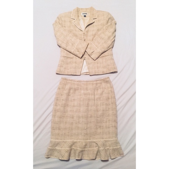 Kasper Blazer and Ruffled  Skirt Suit - Picture 1 of 3